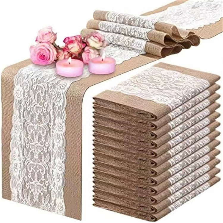 Factory direct selling hemp table flag lace tablecloth Christmas craft wedding decoration table flag lines