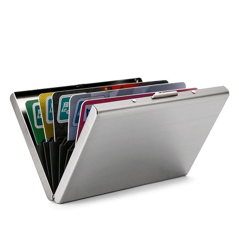 Metal Card Holder for Men and Women, Stainless Steel Anti-Degaussing Compact Card Box, Anti-Theft Bank Card Holder, Card Holder, Luggage Card Holder