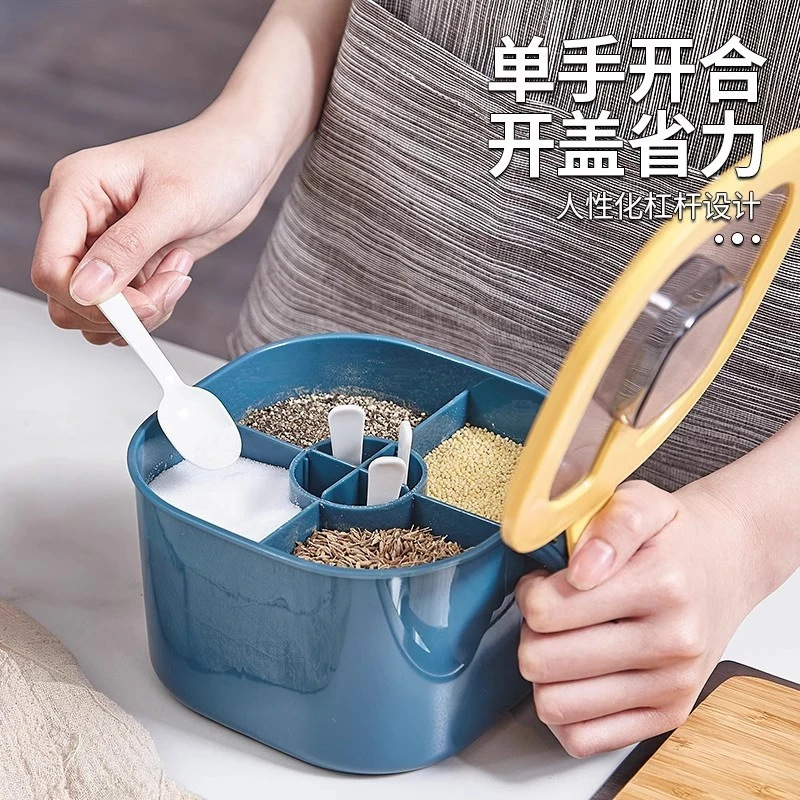 调料盒套装组合盐罐四合一体糖味精家用厨房大容量防潮调味料盒子|undefined