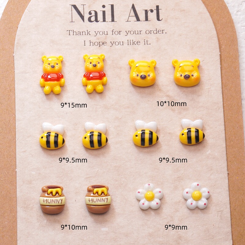 Internet Celebrity Winnie the Pooh Cartoon Nail Art Accessories Cute Bear Sunflower Honey Nail Accessories Cream Glue DIY Pieces