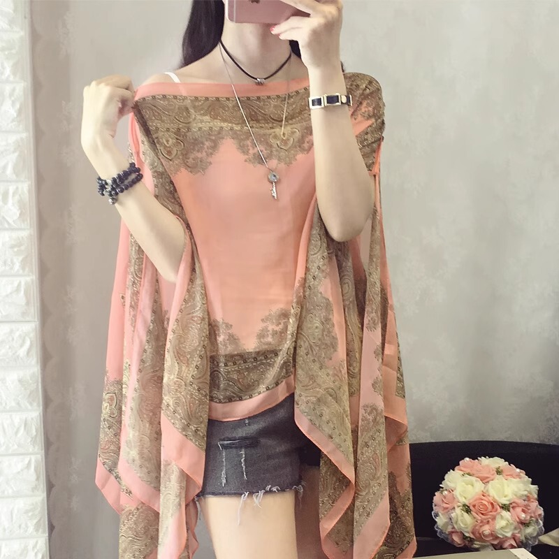 New Sun Protection Shawl Fashionable and Versatile Sanya Seaside Cape Shawl Sun Protection Clothing Women's Summer Thin Shoulder Leakage Wholesale