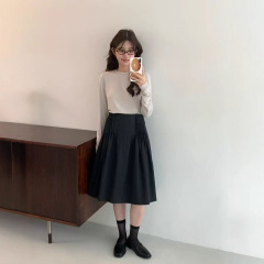 【预】韩国东大门2025秋季新款eg*g设计感高腰捏褶学院风半身裙女