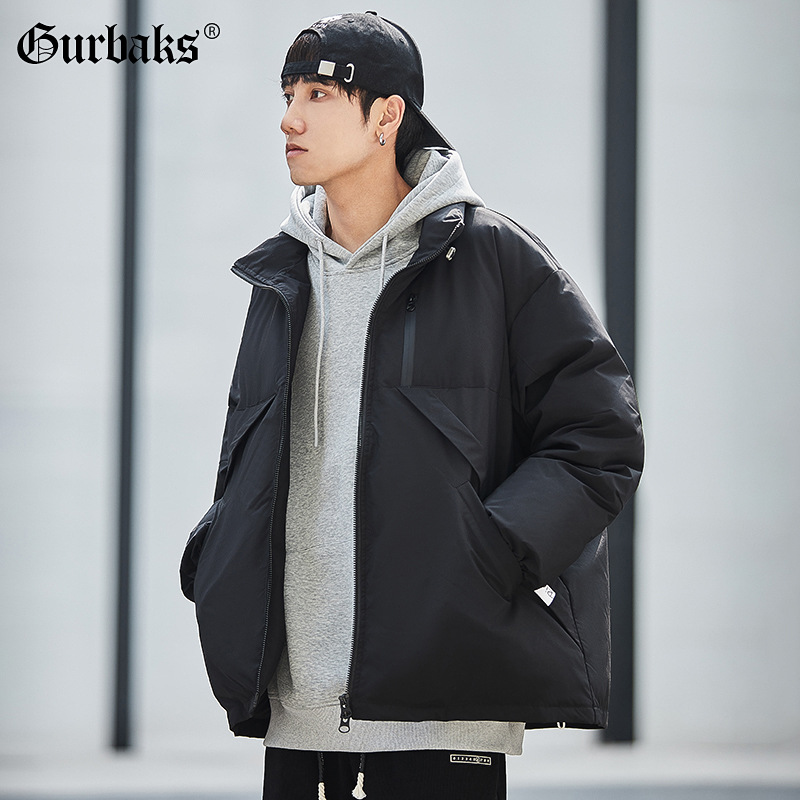 Japanese retro travel keep warm windproof solid color down jacket