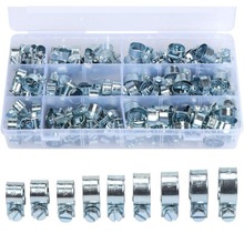 跨境135pcs盒装镀锌迷你卡箍软管夹双耳抱箍水管夹8-18mm组合套装