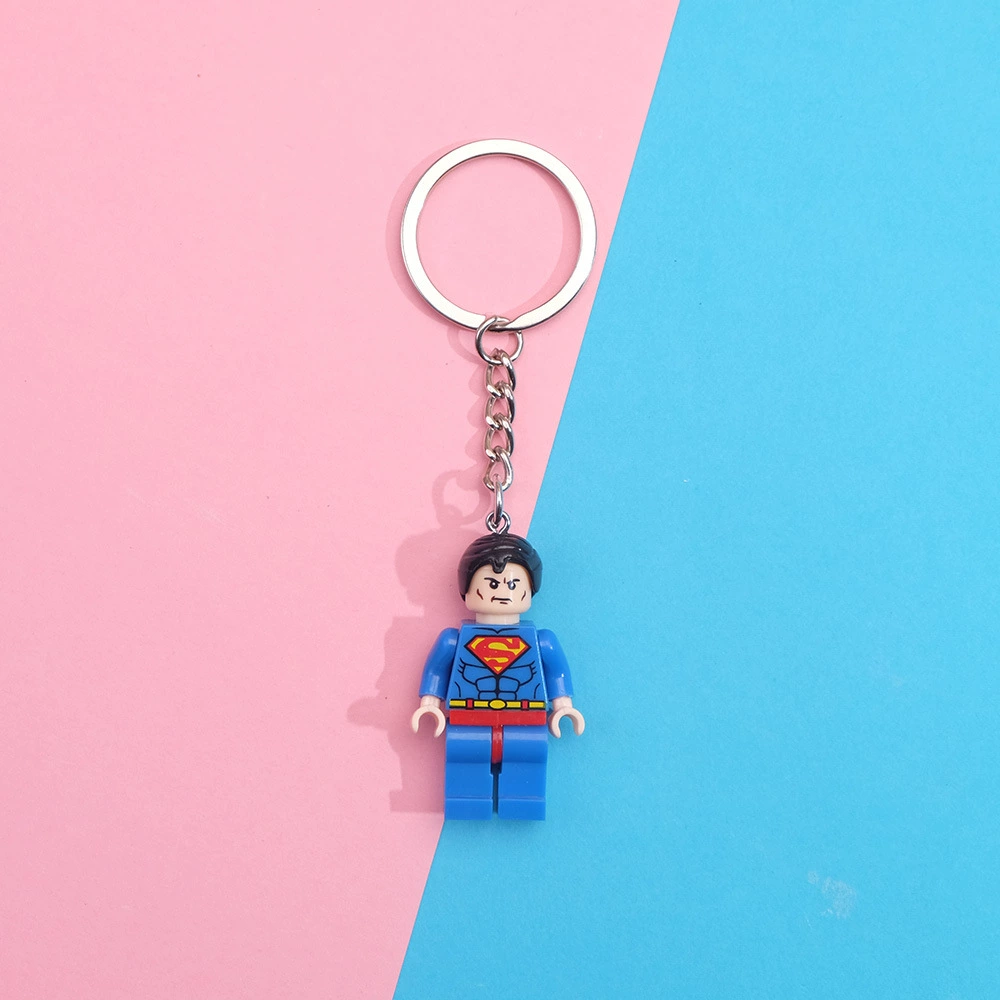 Keychain constructor pendant, cute character mini-figure keyring, plastic, assorted designs