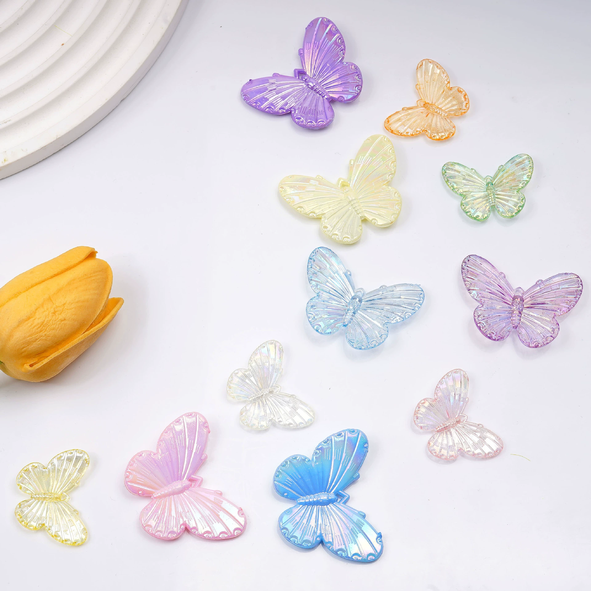 Большие аксессуары для кремового клея Чехол для мобильного телефона ручной работы материал ABS Aurora красочная бабочка шпилька аксессуары для волос