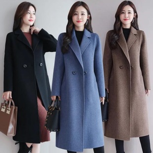 Original Size Woolen Coat Coat Women's New Coat Spring and Autumn Mid-length plus size Woolen Coat Korean Style Loose Coat