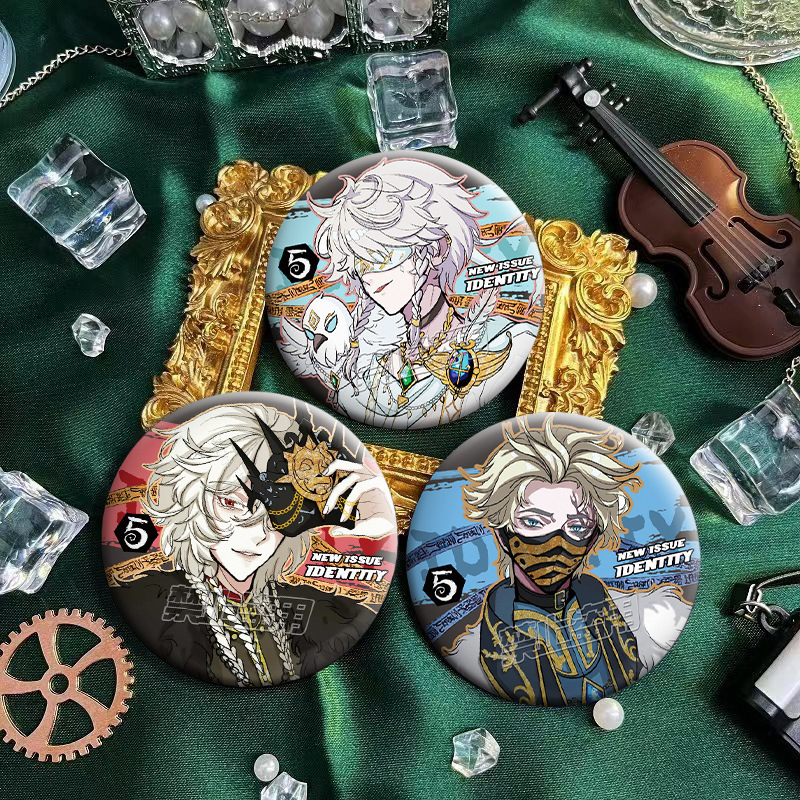 Identity V Double Reflective Badges: Night Watch, Prophet, Warden Anime Game Merchandise Pins