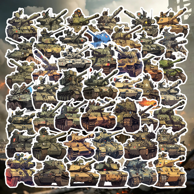 55 Tank Series Stickers, Military Weapon Stickers with European and British Labels, Cross-Border New Stickers Wholesale