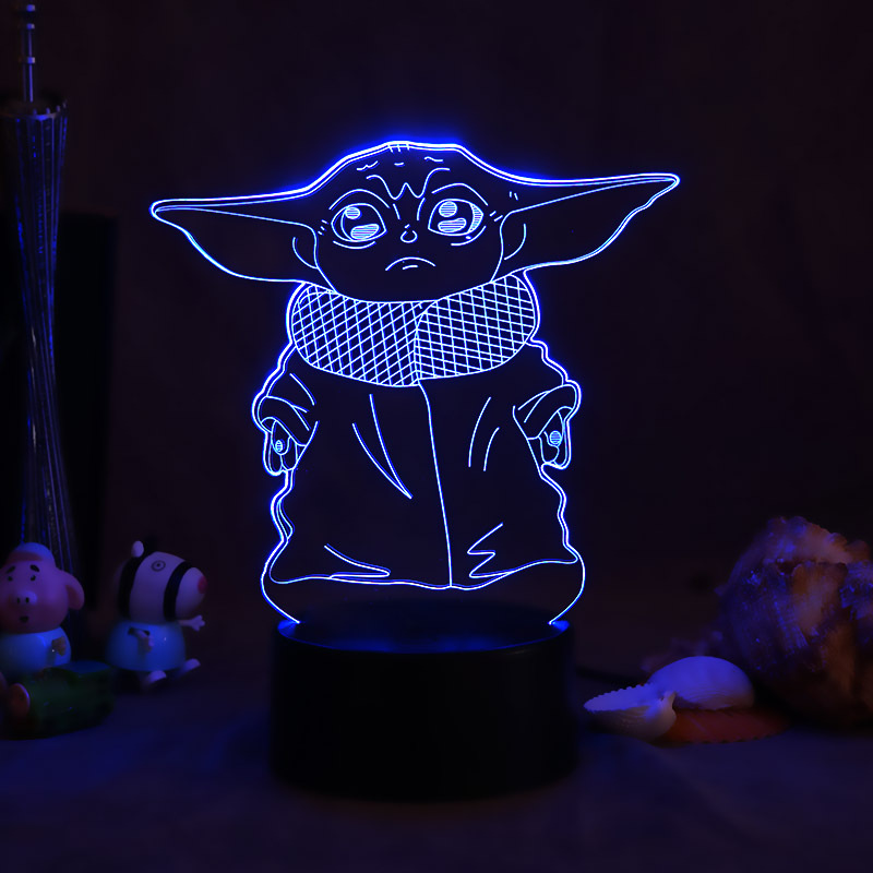 Star Wars 3D noche luz puntada Yoda bebé periférico mano Escritorio de Oficina Decoración Linda lámpara regalo