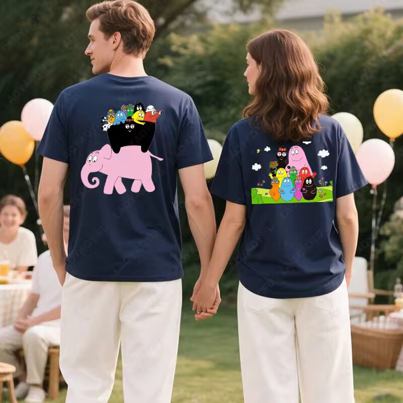 Kawaii Barbapapa Anime T-Shirt Retro 90S Cartoon Graphic Men's and Women's T-Shirt House Party