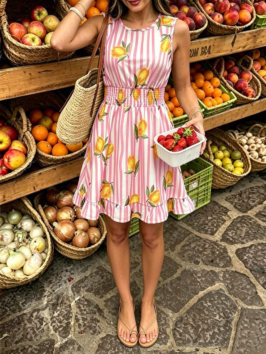 Europa y los Estados Unidos vestidos de hoja de loto de verano mujer vestido corto casual de vacaciones de venta cruzada image 2