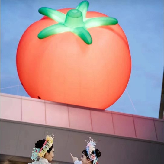 厂家充气西红柿气模水果蔬菜果园市集展览广告发光场地美陈模型