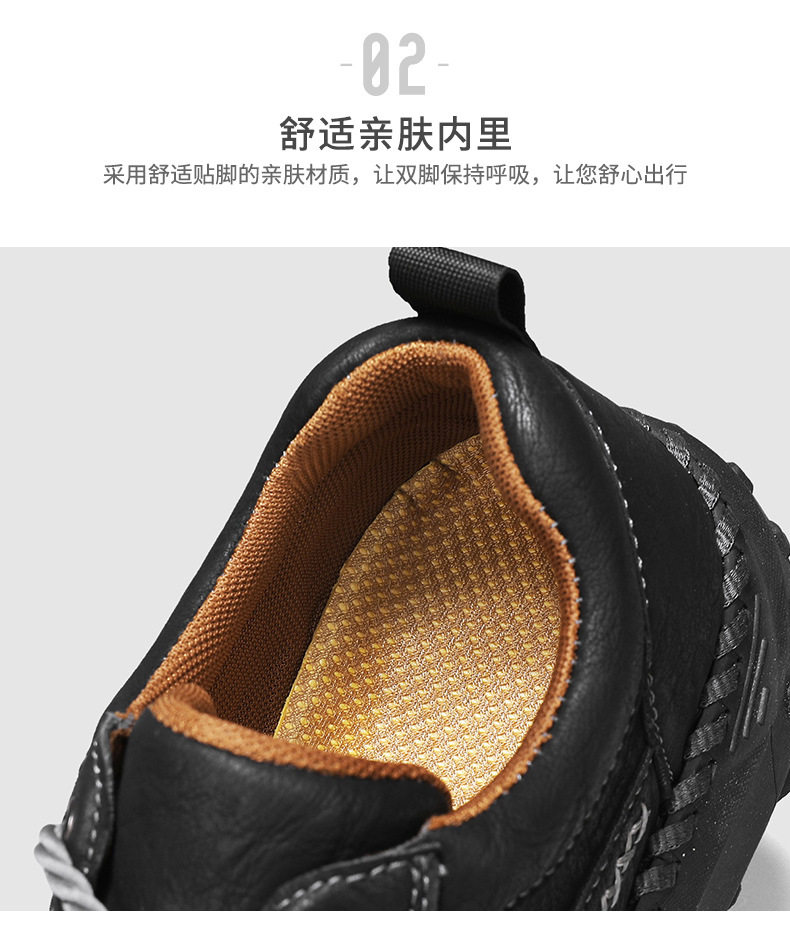 Giày lười nam da đế bằng khâu tay hở, giày slip-on cổ thấp ngoài trời cỡ lớn — 9893 nâu nhạt, 9893 nâu sẫm, 9893 đen chi tiết 8
