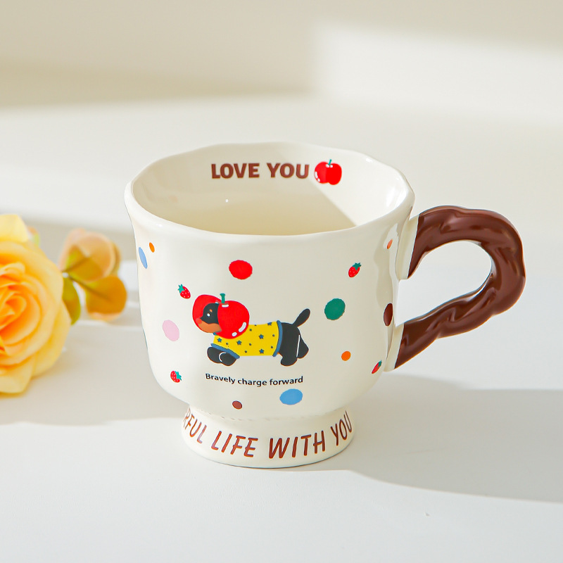 Creativo lindo salchicha cerámica taza taza de pareja taza de agua taza de café casera regalo de cumpleaños para amigos