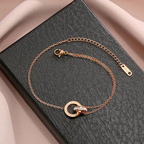 Non-fading titanium steel four-leaf clover anklet for women ins simple niche internet celebrity foot ornament 18k gold plated love anklet jewelry