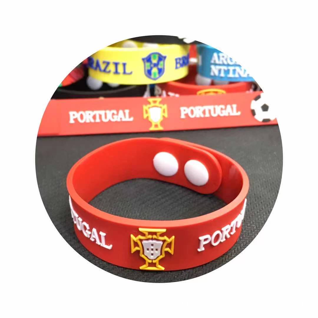 Pulseras de PVC con el Emblema de la Copa Mundial de Francia, España, Portugal, Bélgica y Países Bajos, Pulseras de Goma Suave para Aficionados