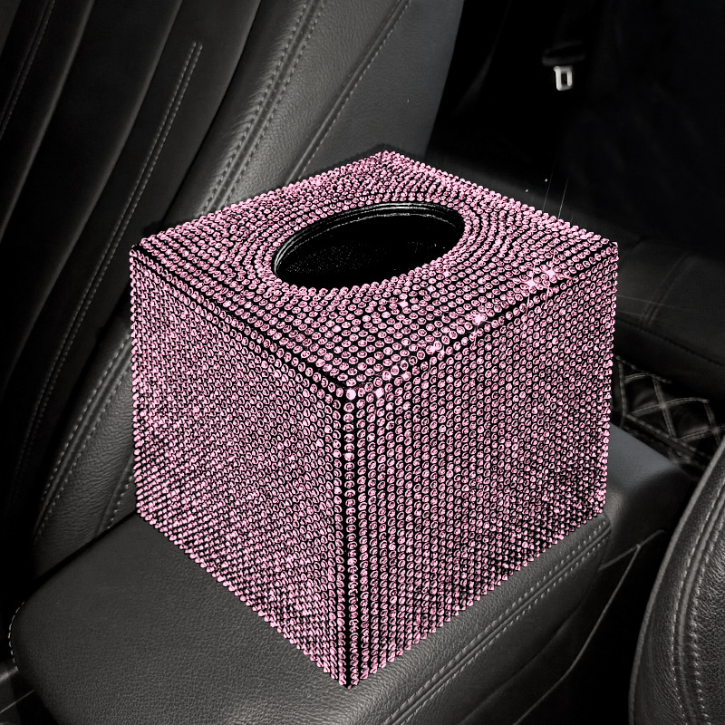 Caja de pañuelos de coche creativo coche sentado coche decoración de coche hombres y mujeres diamante caja de pañuelos de coche cubierta de pañuelos lindo