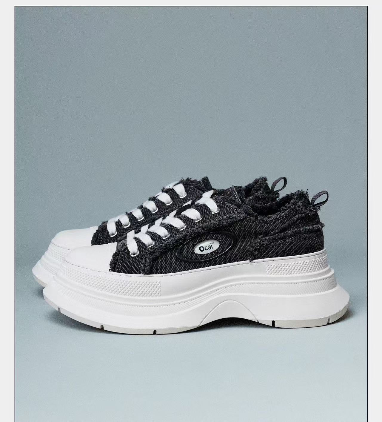 Women's Grey Platform Canvas Shoes Retro Casual High Top Trainers_voghion.com
