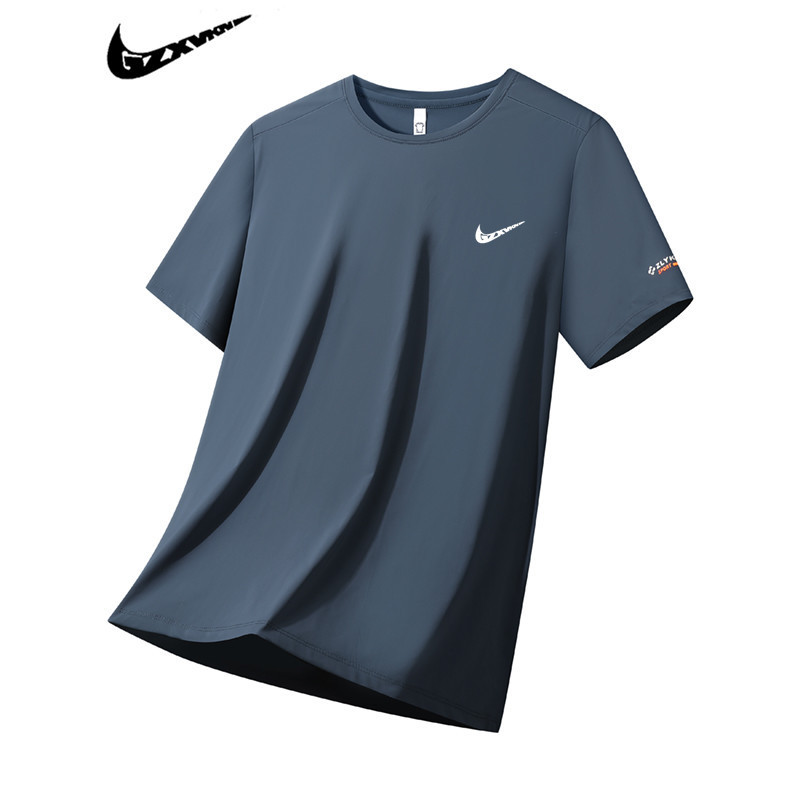 Short-Sleeved T-Shirt for Men, Summer Men's Running Fitness Shirt, Ice Silk Quick-Drying Shirt, Men's Elastic Sports Top, Breathable