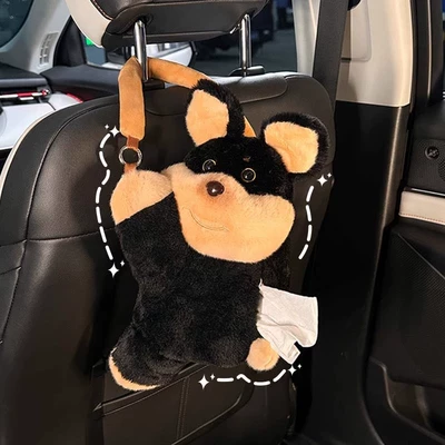 Car tissue box/set, Car Seat Back Hanging Tissue - papa-bee-dog-tissue-drawing