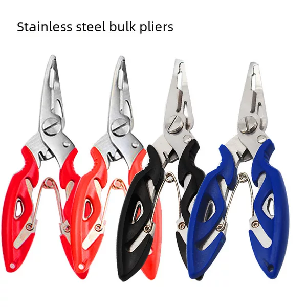 Stainless Steel Small Lure Pliers with Hollow Design, Curved Nose Fishing Pliers, Fishing Line Cutter, Fish Control Tool, Fishing Gear Pliers, Available in Multiple Colors