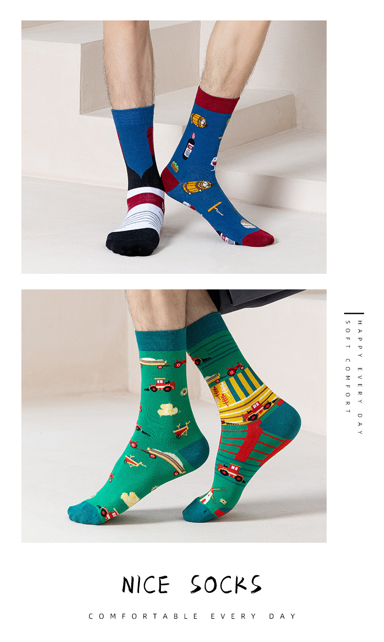 780g Weight Sock Classification 1 Set Quantity Daily Occasion Sweatproof Function Cartoon Pattern All Seasons Season Unisex Gender Cotton Fabric Fashion Style Unisex Fashion Cartoon Cotton Crew Socks 1 Set 4