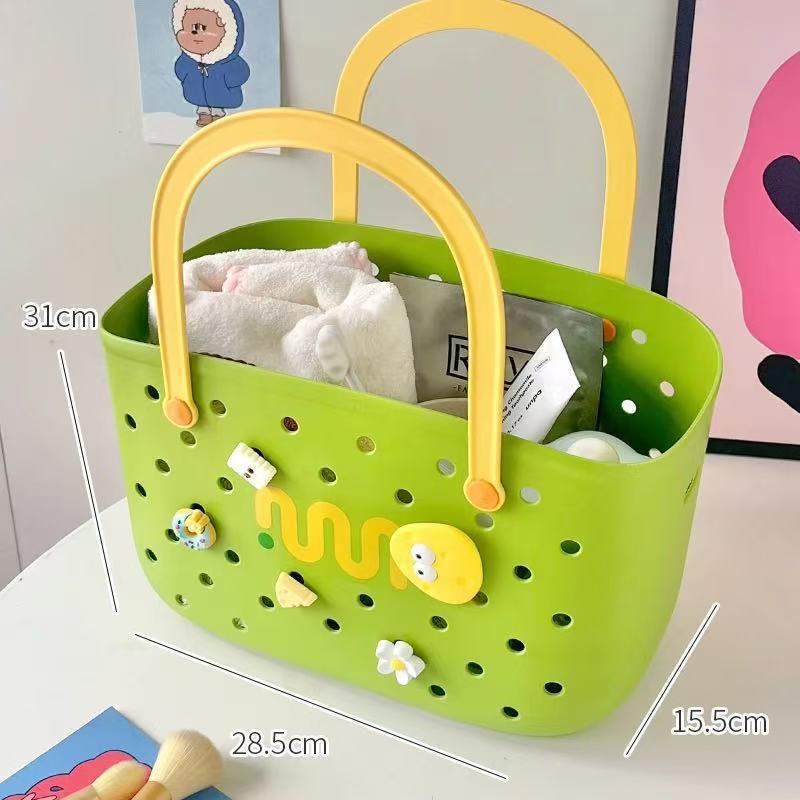 【ドーパミン】コントラストカラーのポータブルバスバスケット、買い物かご、バスルーム家庭用品収納バスケット、浴室用|undefined