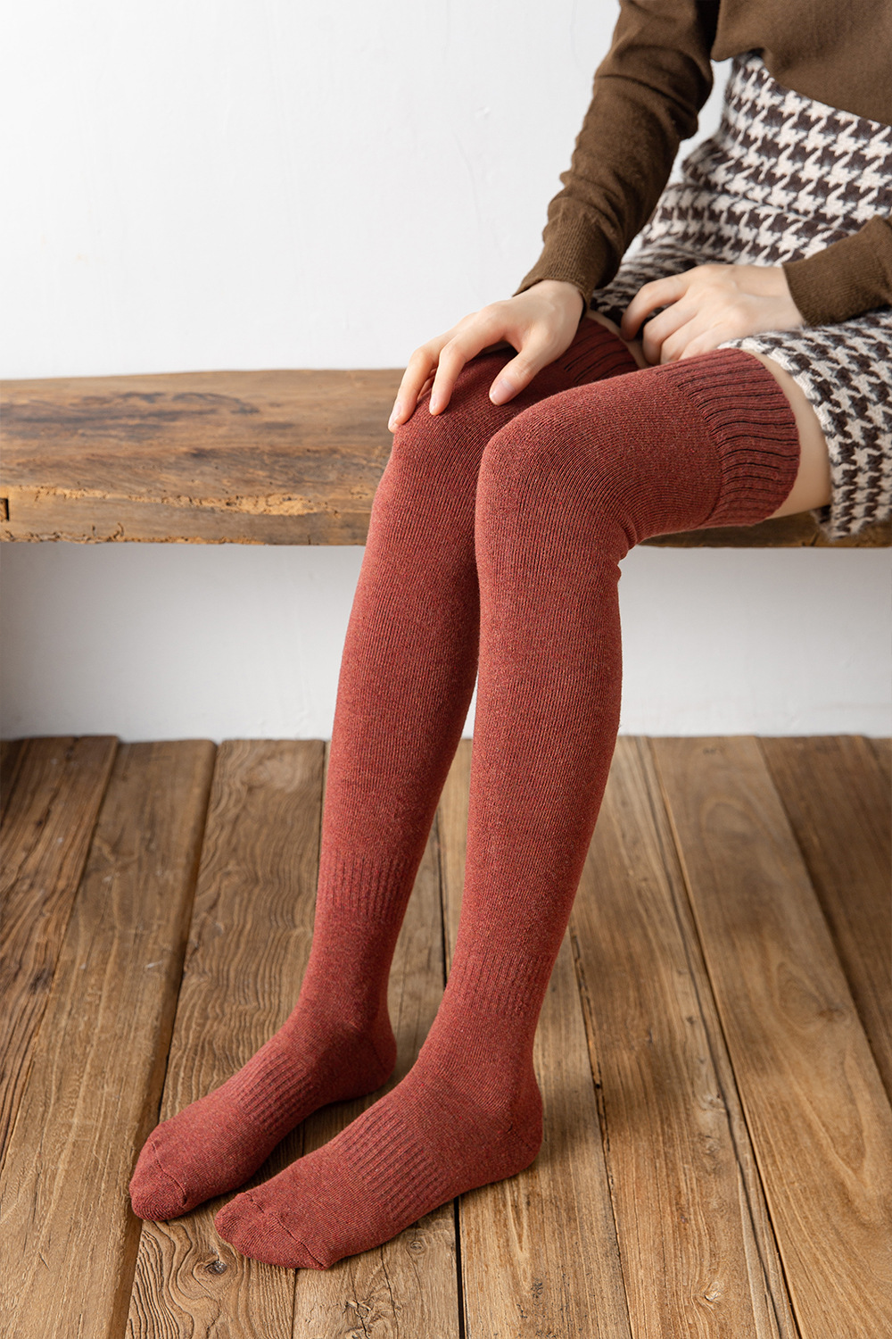 Calzini da donna autunnali e invernali sopra il ginocchio calzini da coscia caldi calzini in spugna calzini lunghi da donna in cotone calzini spessi al ginocchio in stile giapponese_voghion.com