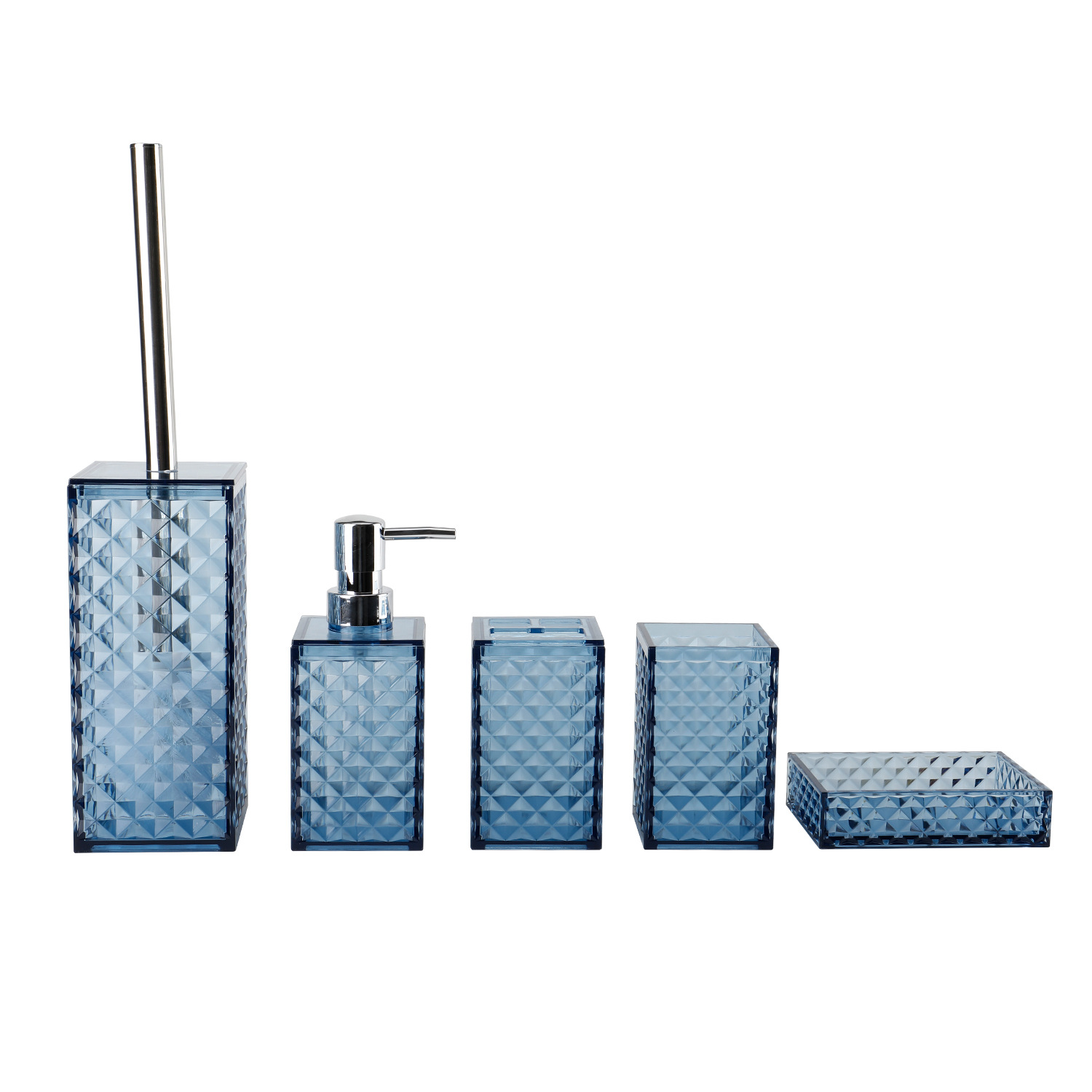 Cuarto de baño de plástico de cinco piezas redondo corrugado fábrica al por mayor de lavado de cinco piezas de baño enjuague bucal cepillo de dientes Copa conjunto de cinco piezas