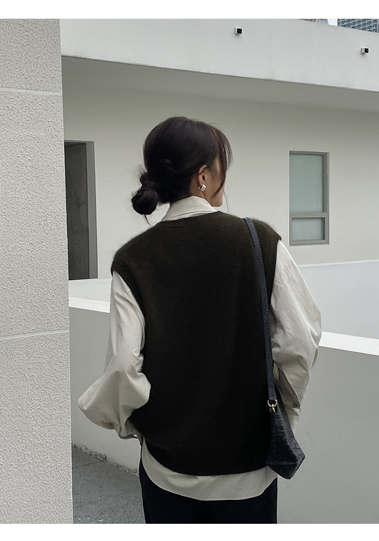 木兰时髦复古小马甲开衫女2023春季新款韩版简约针织上衣女 21507详情13