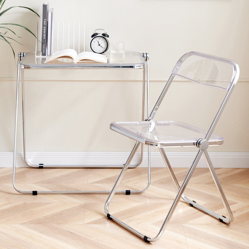 Simple moderno neto rojo ins metal transparente portátil plegable mesa cuadrada portátil de almacenamiento de oficina mesa de estudio