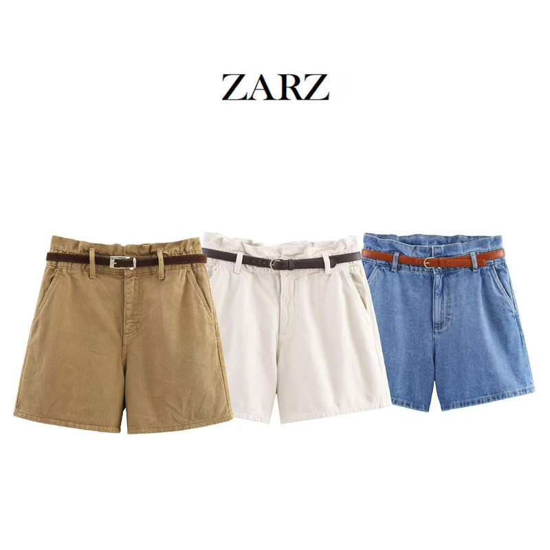 Zarz Homemade European and American Style New Women's Clothing High-Waisted Paper Bag Denim Casual Shorts 8228028