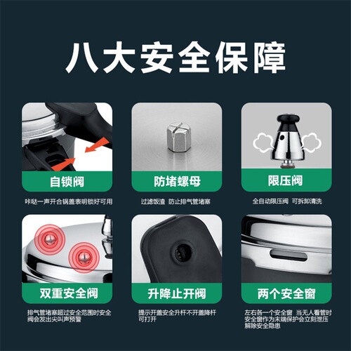 Cross-border stainless steel high-pressure cooker for home gas stove induction cooker universal explosion-proof commercial large capacity double-bottom pressure cooker