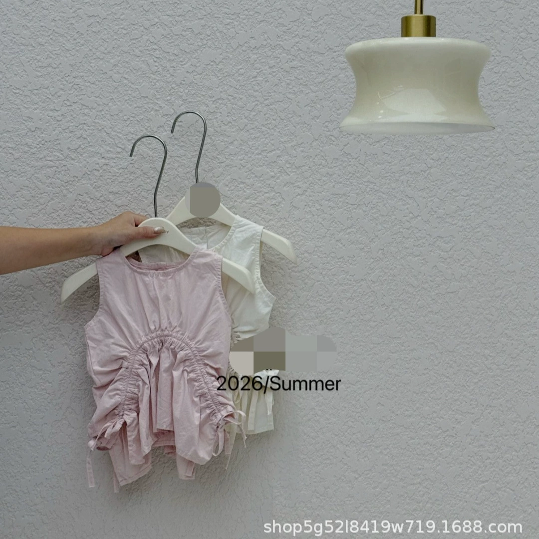 Милые детские рубашки 90-130 размеров 2026 стиль лета корейский стиль drawstring кукольная рубашка для маленьких и средних детей YY8230