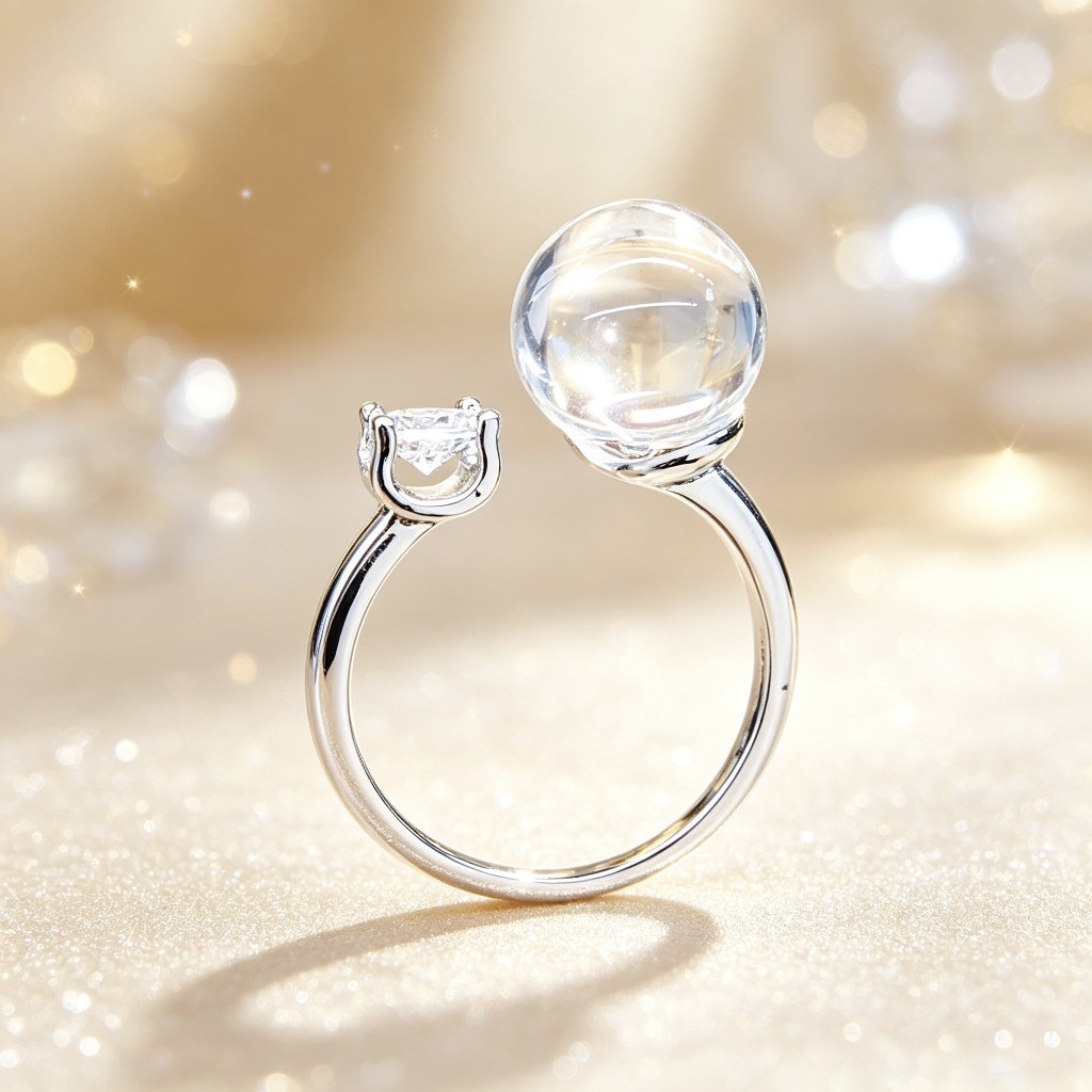 Original design natural white crystal ring, light luxury niche white crystal ring, TikTok cross-border foreign trade ring, in-stock wholesale