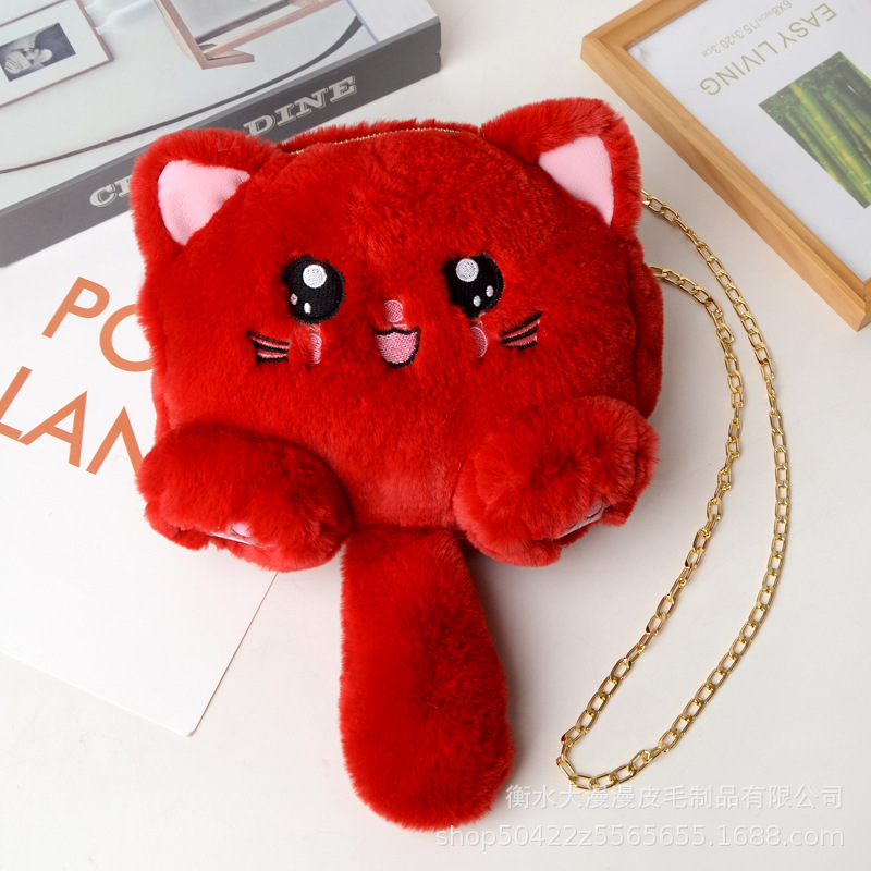 2020 Red Red Red New Korean Fashion Pussycat Bag Lovely Soft Moe Fashion Academy Wind Fluffy Pussycat Bag Mujer marea image 20