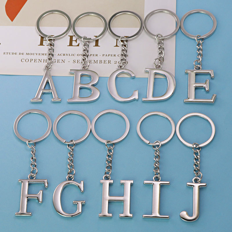 English letter keychain bag pendant 26 uppercase and lowercase letters and numbers keychain European and American small gift customization
