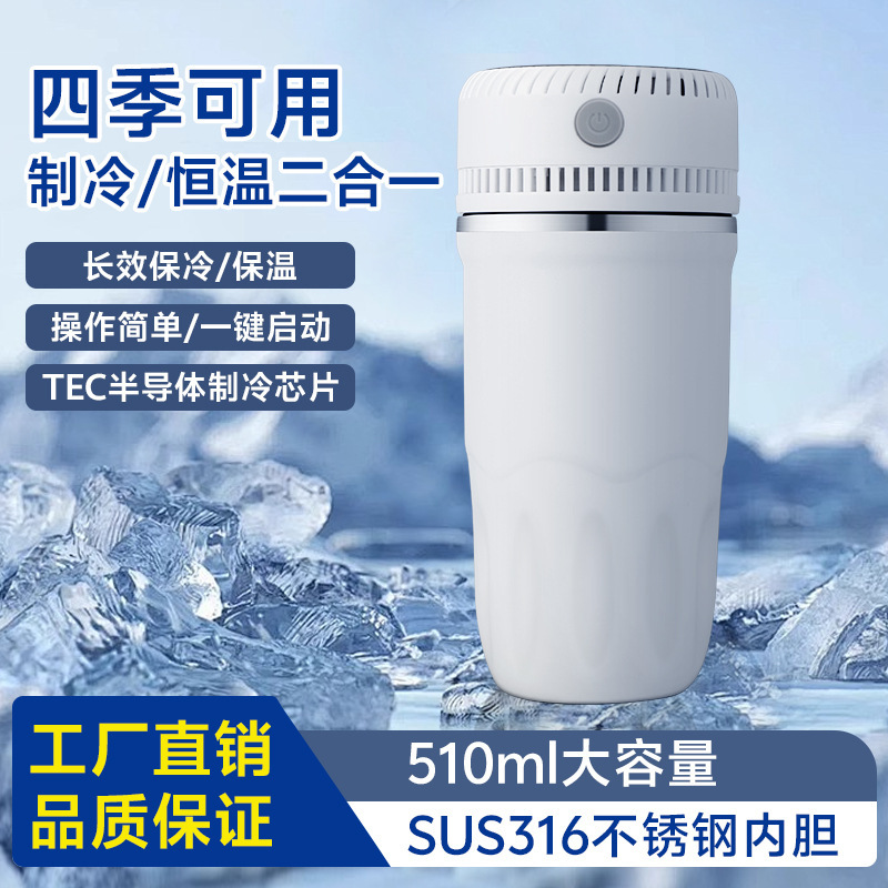 快速制冷恒温水杯510ML两用户外办公宿舍学生USB车载制冷加热55度