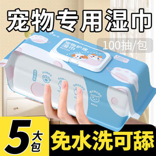Pet Wet Wipes 100 Pumps for Cats and Dogs Teddy Wipes to Remove Tear Stains, Clean Hair and Disinfectant Supplies Wet Wipes