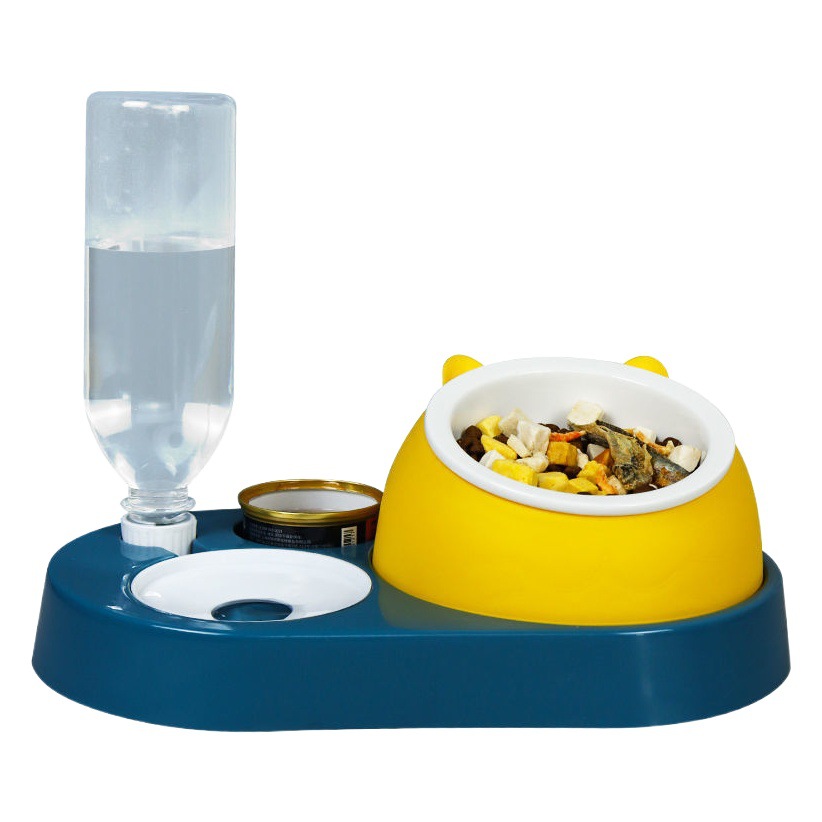 Cuenco de gato tazón de comida de cerámica protección columna cervical automático agua potable oblicua tazón de comida para gatos tazón de arroz gatito agua potable antigolpes