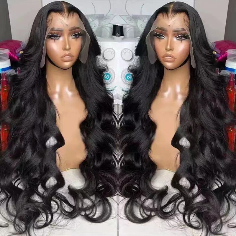 In stock foreign trade long wave curly hair wigs fashion front lace wig natural realistic chemical fiber full head cover