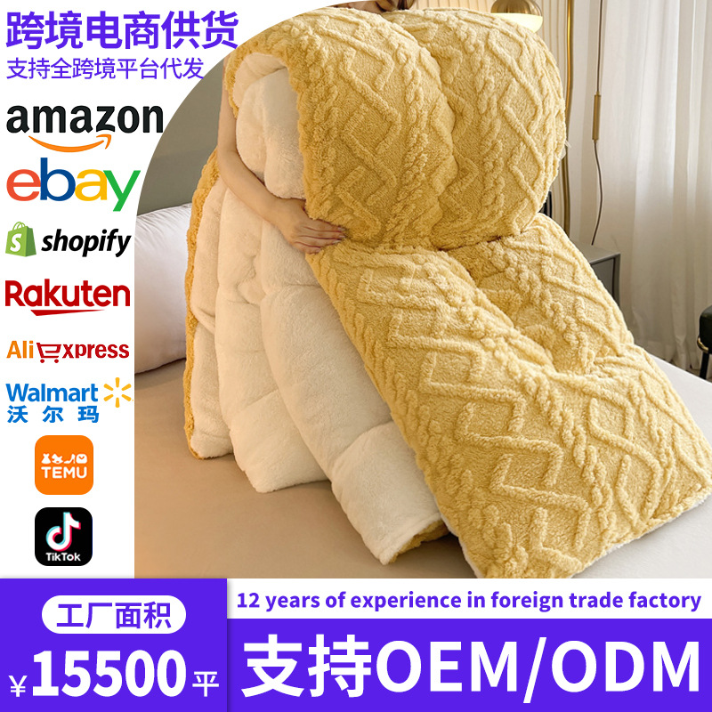 Transfronterizo de doble capa espesa torre de cachemire mantas de oficina siesta mantas sofá de color leche mantas de lana sábanas