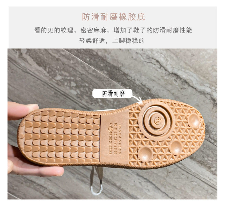 Giày sneaker nữ da thật cổ thấp phong cách tối giản, đế cao su chống trượt — V2 lót nhung, V2 một lớp bên trong chi tiết 11