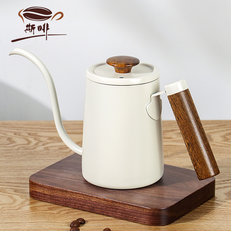 Esfín mano de irrigación de madera asa asa asa 304 cafetera de acero inoxidable cafetera de goteo de café cafetera de boca alargada 420ml 600ml