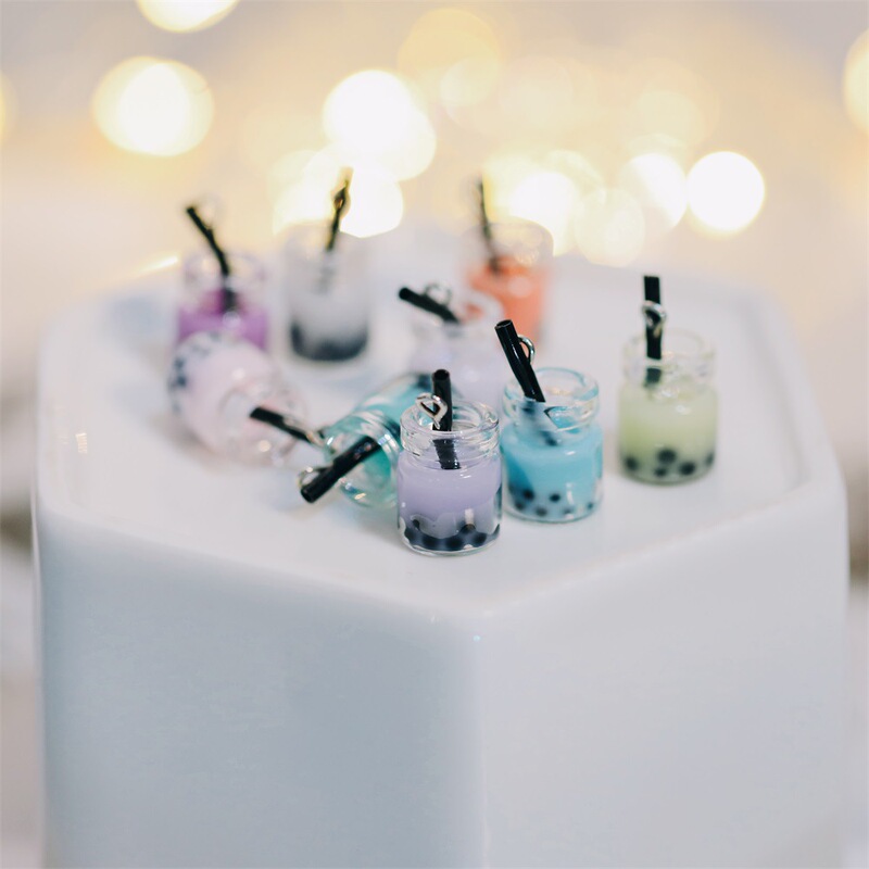 New diy accessories milk tea wishing bottle mini floating bottle glass bottle key ring decorative ornaments wholesale
