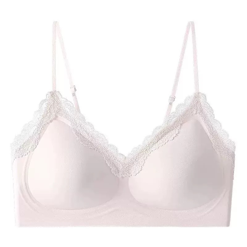 Nuevo lujo ligero sin anillo de acero ropa interior damas sujetador de encaje francés borde cómodo juntar barras de gelatina sujetador de soporte suave image 6