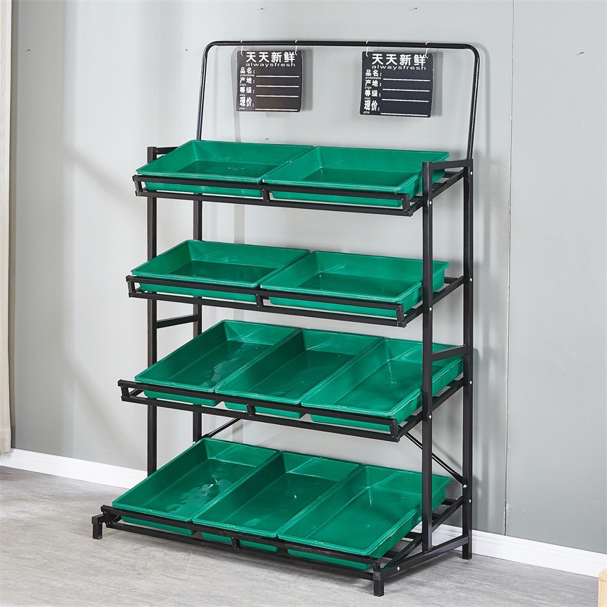 超市货架水果货架展示架子三层便利店果蔬架四层便利店蔬菜货架