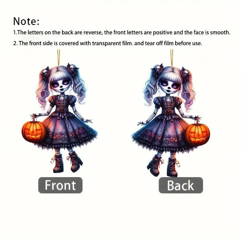 Halloween quinto acrílico nuevo horror chica colgante plano transfronterizo coche retrovisor interior colgante decoración image 3