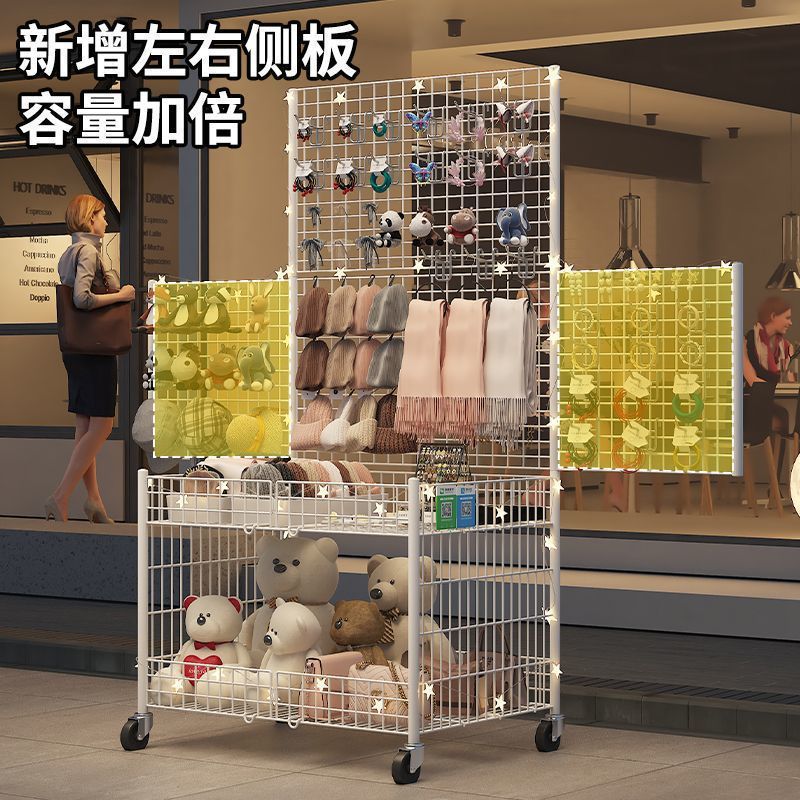 Mobile Storage Grid Promotional Cart Foldable Multi-Layer Portable Shopping Cart Decoration Stall Night Market Trolley